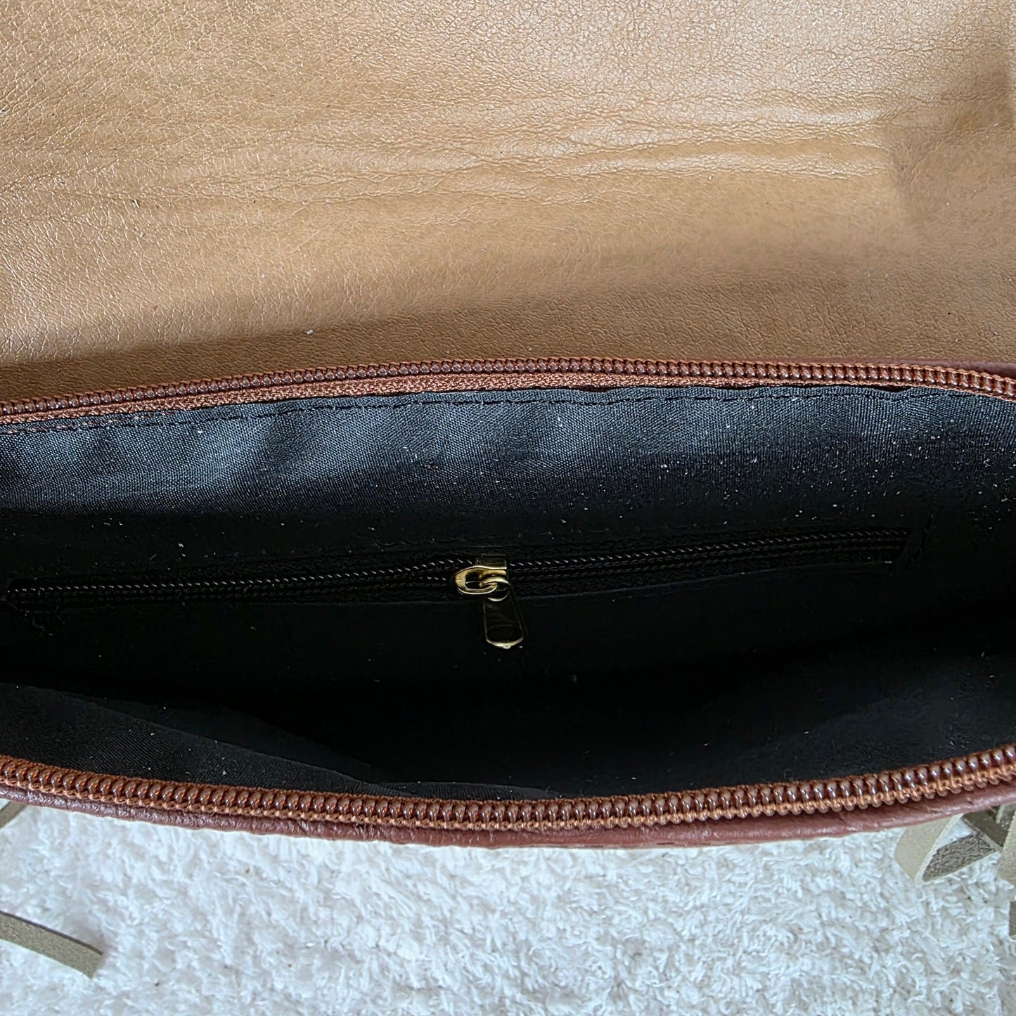Handcrafted Mexican Brown Floral Embossed Tooled Leather & Cowhide Fringe Crossbody Bag