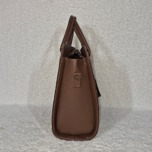 Handcrafted Mexican Brown Floral Tooled Leather Top-Handle Tote