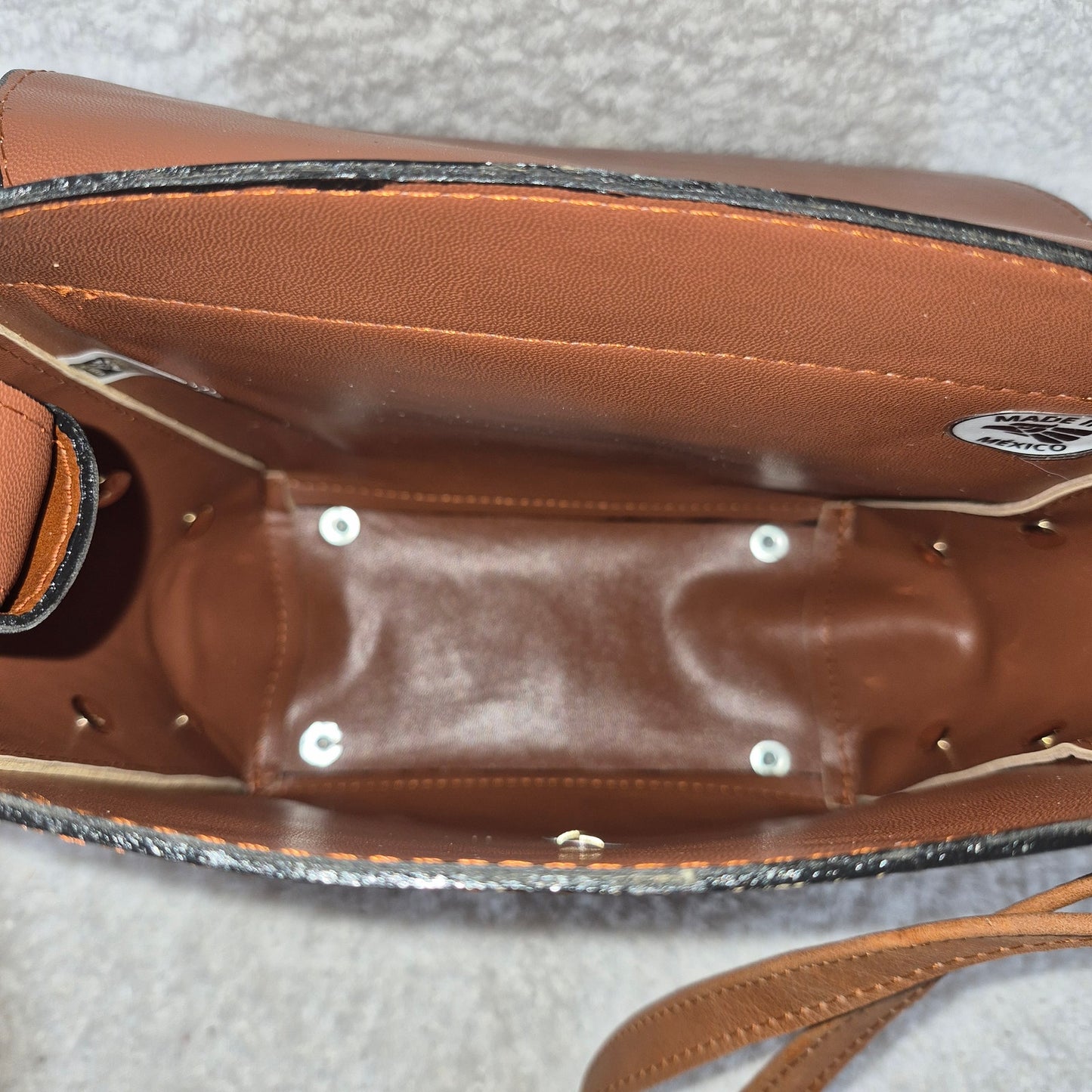 Handcrafted Mexican Cognac Brown Leather Handbag with Cowhide Hair-On Flap & Gold-Tone Hardware