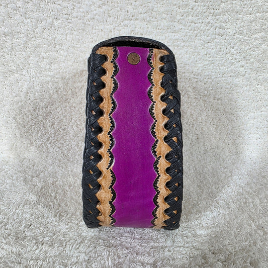 Mexican Hand-Tooled Leather Rose & Butterfly Purple Crossbody Bag