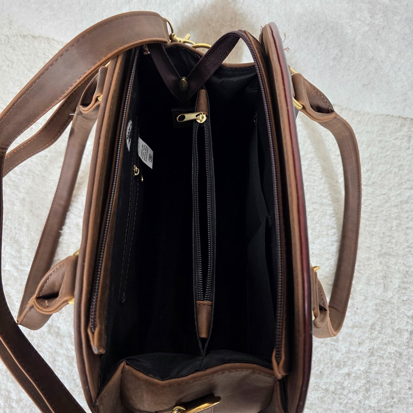 Handcrafted Mexican Brown Vegan Leather Dome Handbag with Colorful Mandala Embossed & Hand Painted Detail
