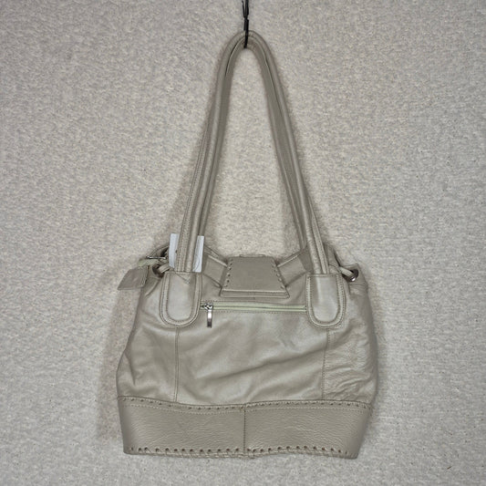 Handcrafted Mexican Pearl White Calfskin Leather Handbag with Whipstitch Detail