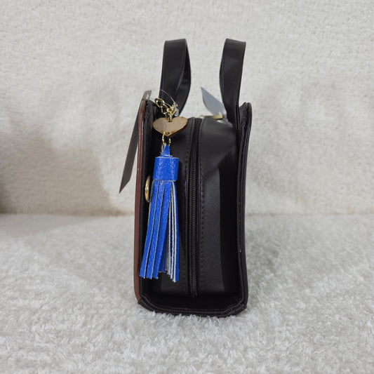 Colorful Mandala Embossed & Hand Painted Mexican Brown Vegan Leather Handbag