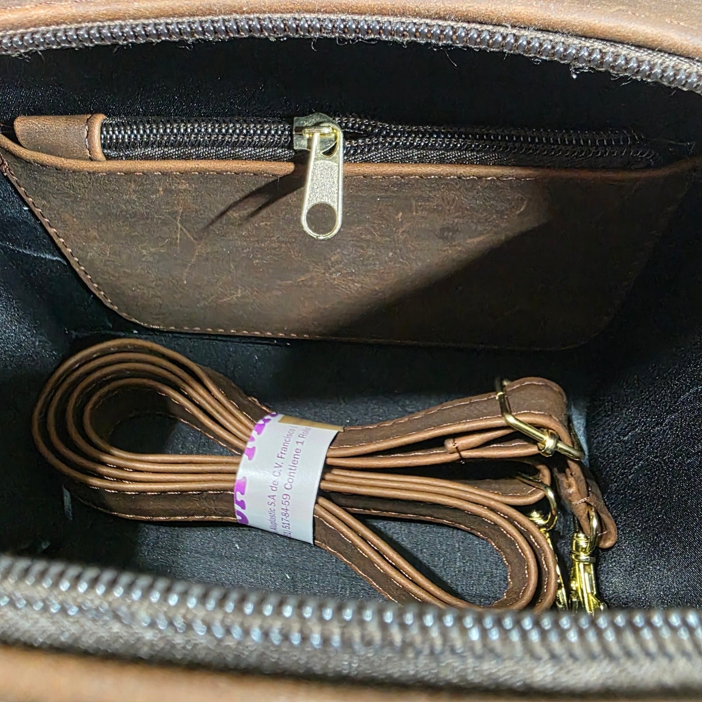 Light Brown Colorful Colibrí Embossed & Hand Painted Mexican Vegan Leather Crossbody Handbag