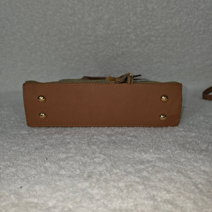 Mexican Handcrafted Olive Green Floral Tooled Leather Mini Tote Bag
