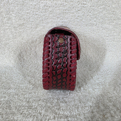 Mexican Hand-Tooled Leather Flowers & Colibrí Red Crossbody Bag