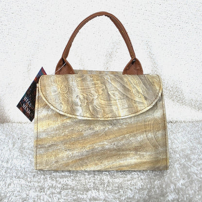 Cream Floral Embossed Leather Mini Bag with Detachable Strap