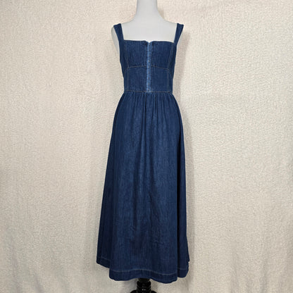 Moon River Blue Denim Hoof Front Midi Dress