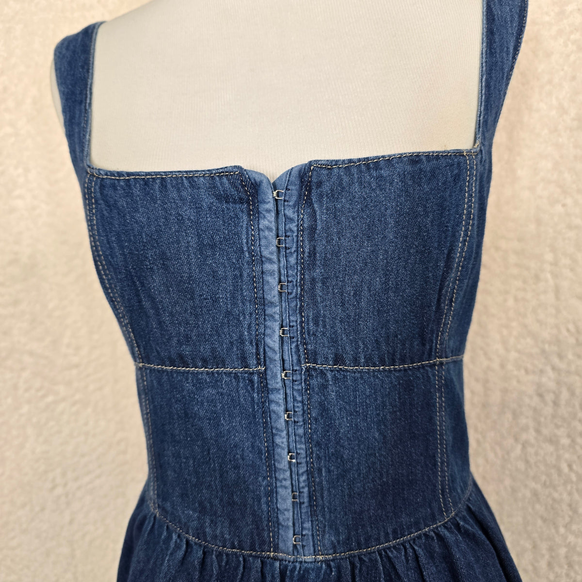 Moon River Blue Denim Hoof Front Midi Dress