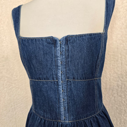 Moon River Blue Denim Hoof Front Midi Dress