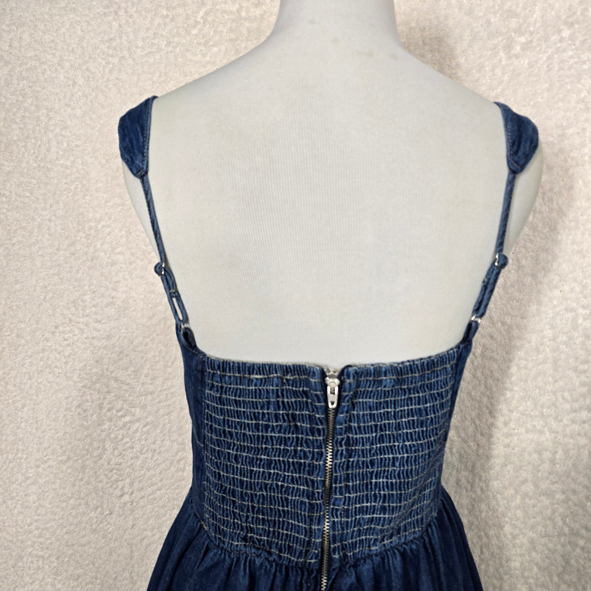 Moon River Blue Denim Hoof Front Midi Dress