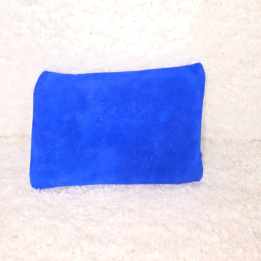 Mexican Suede Leather Flower Cobalt Blue Coins Purse