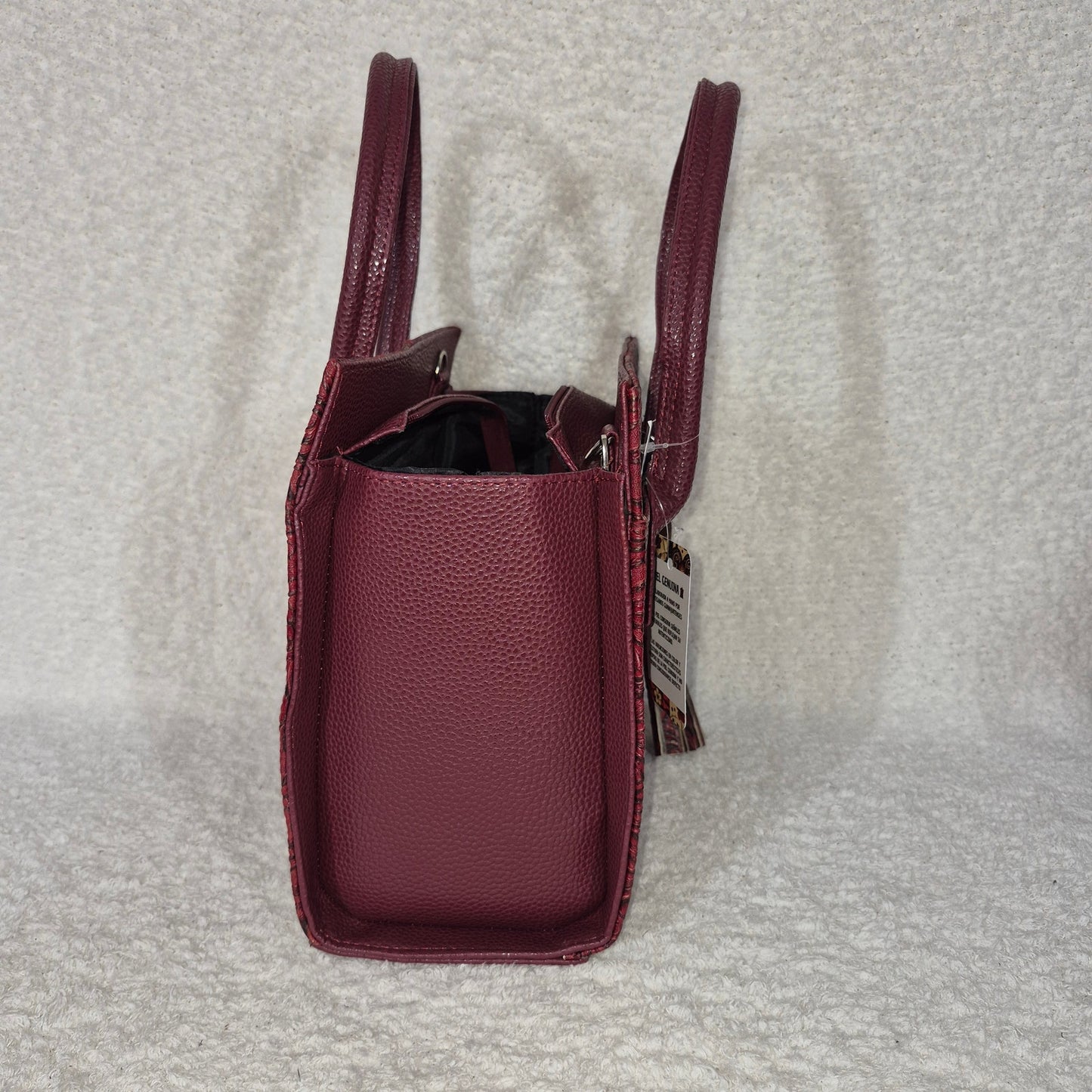 Handcrafted Mexican Burgundy Red Floral Embossed Leather Tote