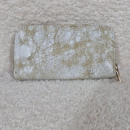 Cream Gold Crackle Leather Double Zip Bifold Wallet | Handmade in Mexico