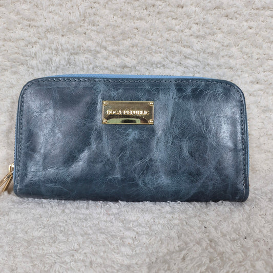 Teal Blue Genuine Leather Bifold Double Zip Wallet with Multiple Card Slots — León, Guanajuato