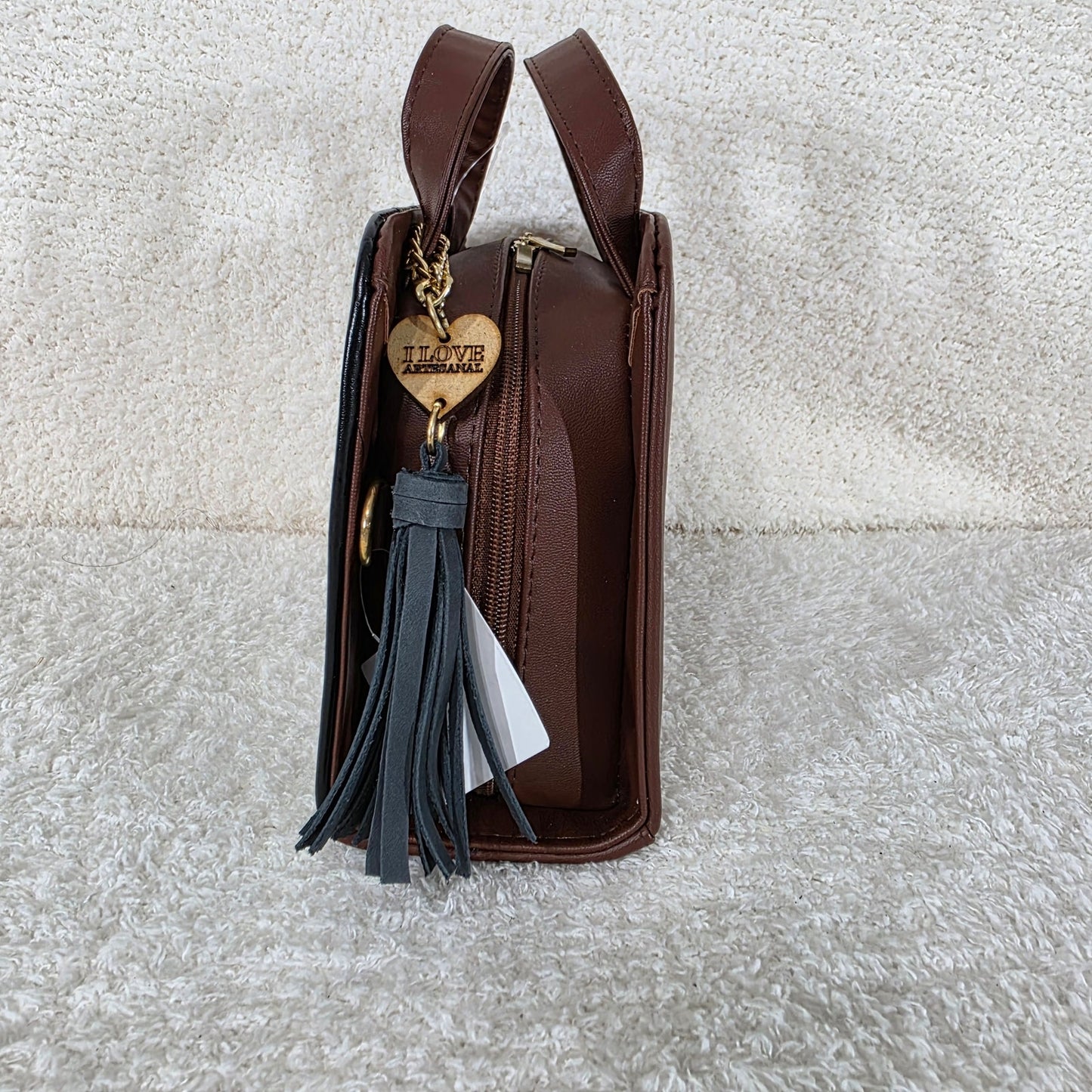Black & Brown Dreamcatcher Embossed & Hand Painted Mexican Vegan Leather Crossbody Handbag