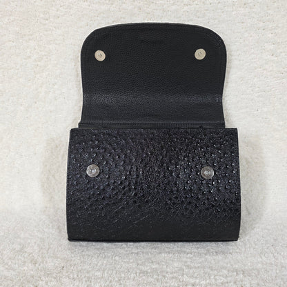 Handcrafted Mexican Black Ostrich Embossed Leather Top-Handle Satchel