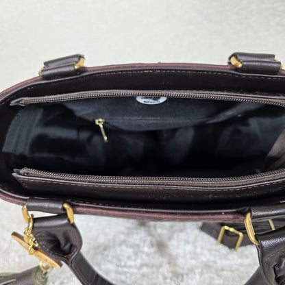 Mexican Artisanal Chocolate Brown Floral Tooled Leather Mini Satchel