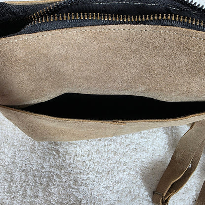 Taupe Boho Fringe Crossbody Bag Suede Leather Handcrafted in Mexico