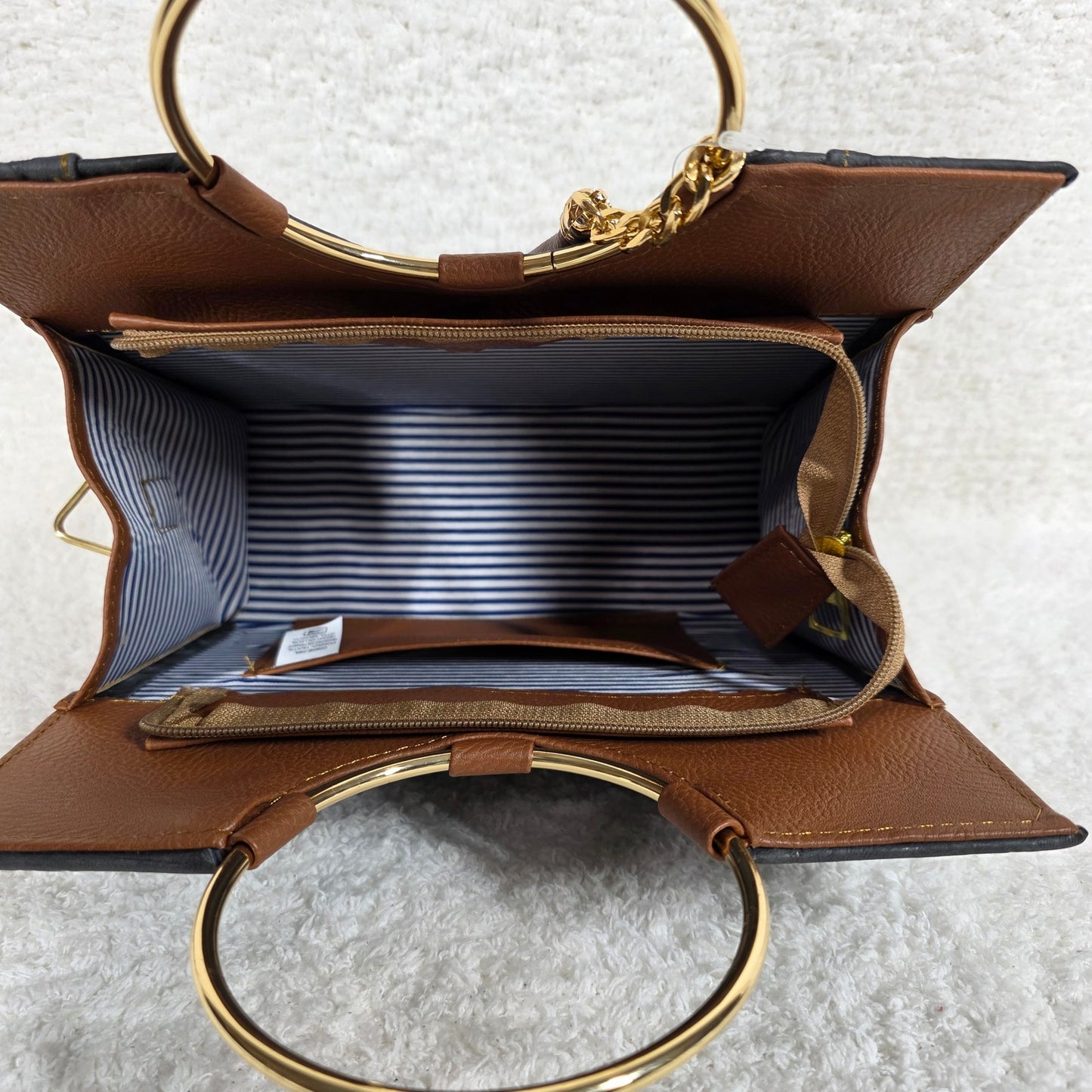 Handcrafted Mexican Ash Black Tooled Leather Handbag with Gold-Tone Ring Handles