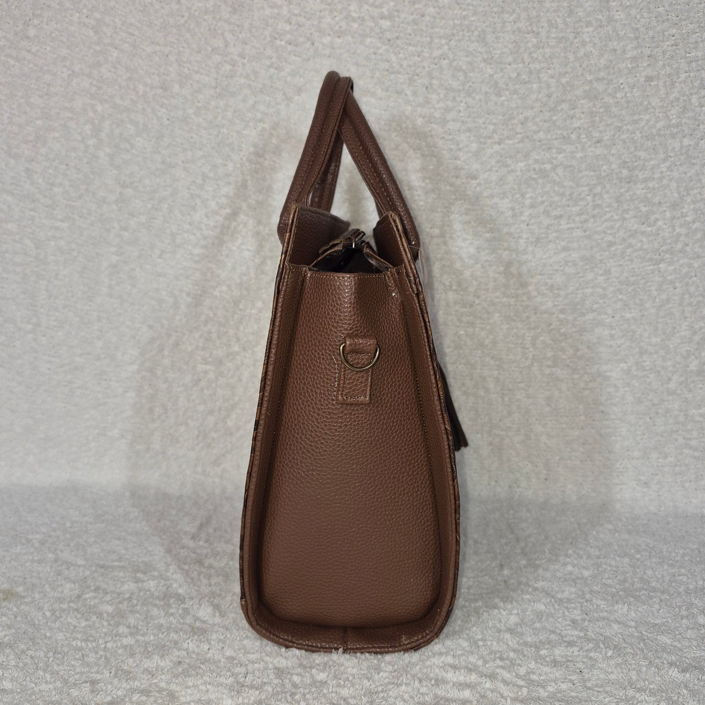 Handcrafted Mexican Brown Floral Embossed Leather & Synthetic Handbag