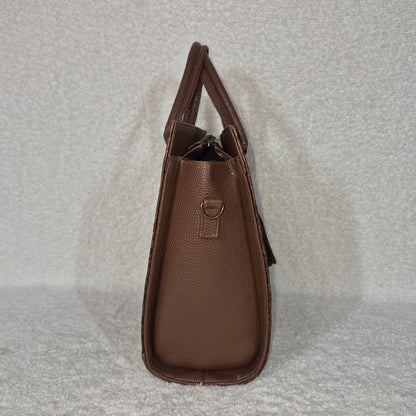 Handcrafted Mexican Brown Floral Tooled Leather Top-Handle Tote