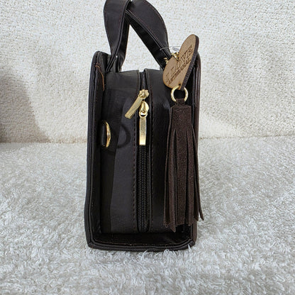 Chocolate Brown Colorful Colibrí Embossed & Hand Painted Mexican Vegan Leather Crossbody Handbag