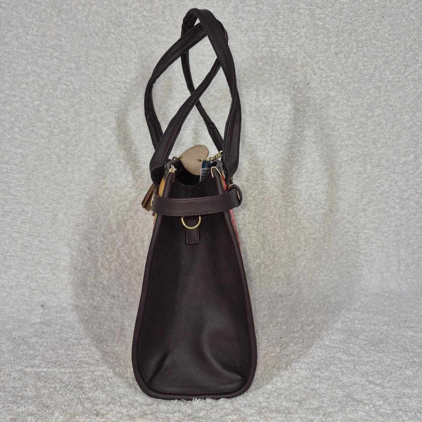 Handcrafted Mexican Artisanal Colorful Patchwork Leather Tote Bag