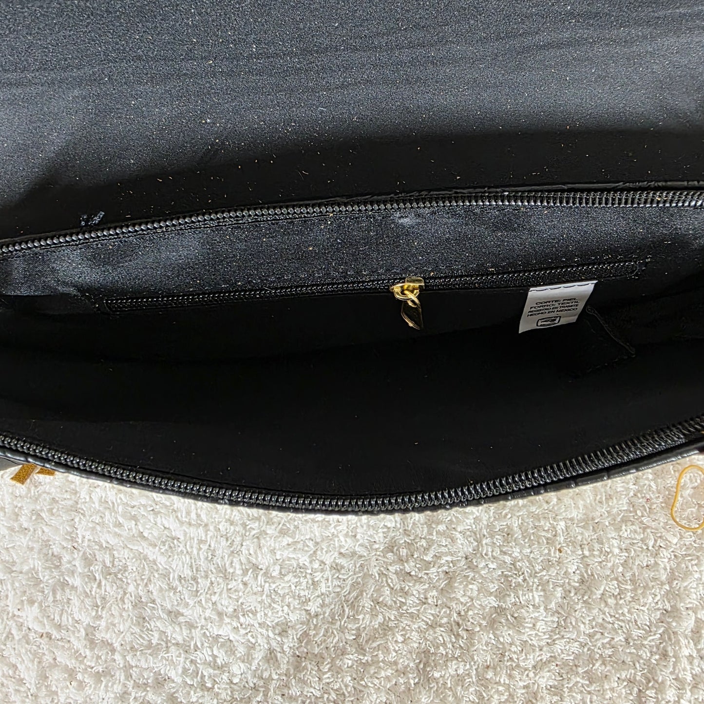 Mexican Black Embossed Tooled Leather & Cowhide Fringe Crossbody Bag