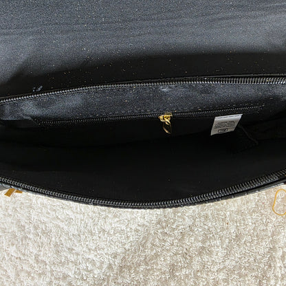Mexican Black Embossed Tooled Leather & Cowhide Fringe Crossbody Bag