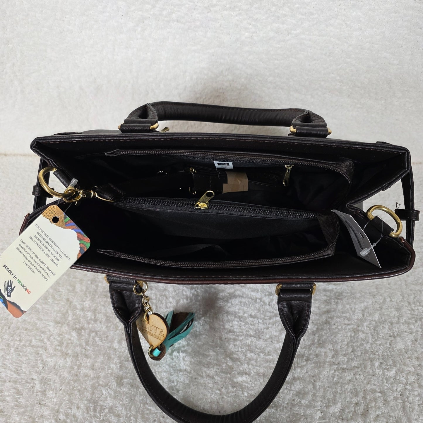 Handmade Mexican Vegan Leather Colibri Satchel Handbag