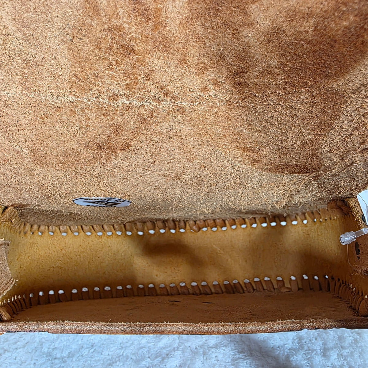 Mexican Hand-Tooled Leather Flowers & Butterflies Honey Brown Crossbody Bag