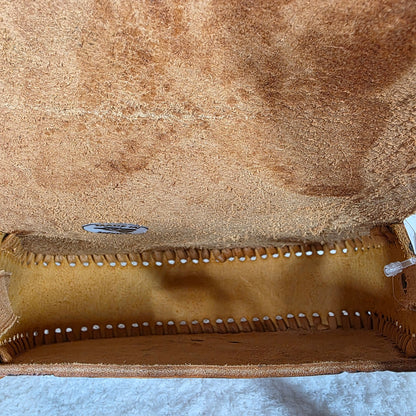Mexican Hand-Tooled Leather Flowers & Butterflies Honey Brown Crossbody Bag