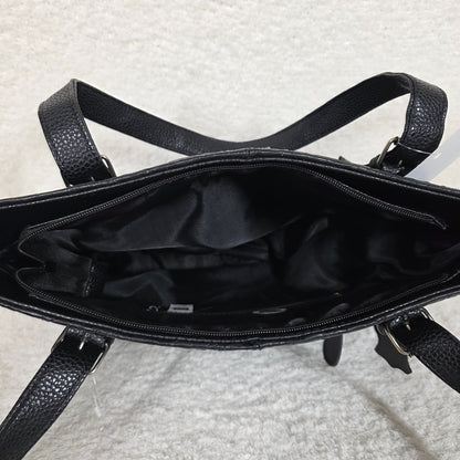 Handcrafted Mexican Black Floral Embossed Leather Tote Bag