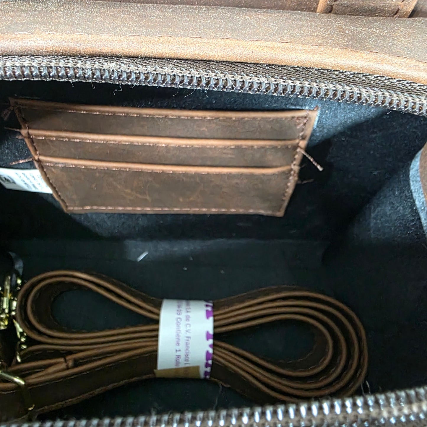 Light Brown Colorful Colibrí Embossed & Hand Painted Mexican Vegan Leather Crossbody Handbag