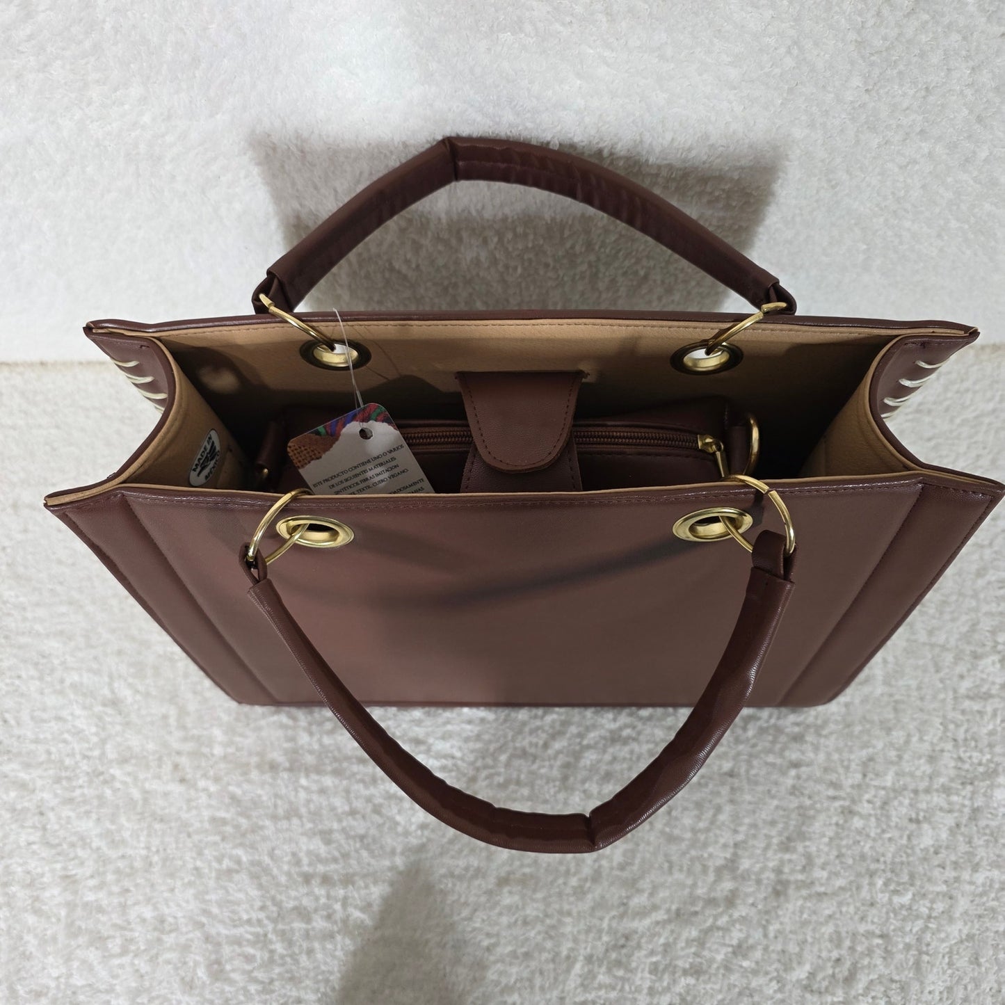 Hummingbird Embossed & Hand Painted Vegan Leather Satchel with Matching Cosmetics Bag