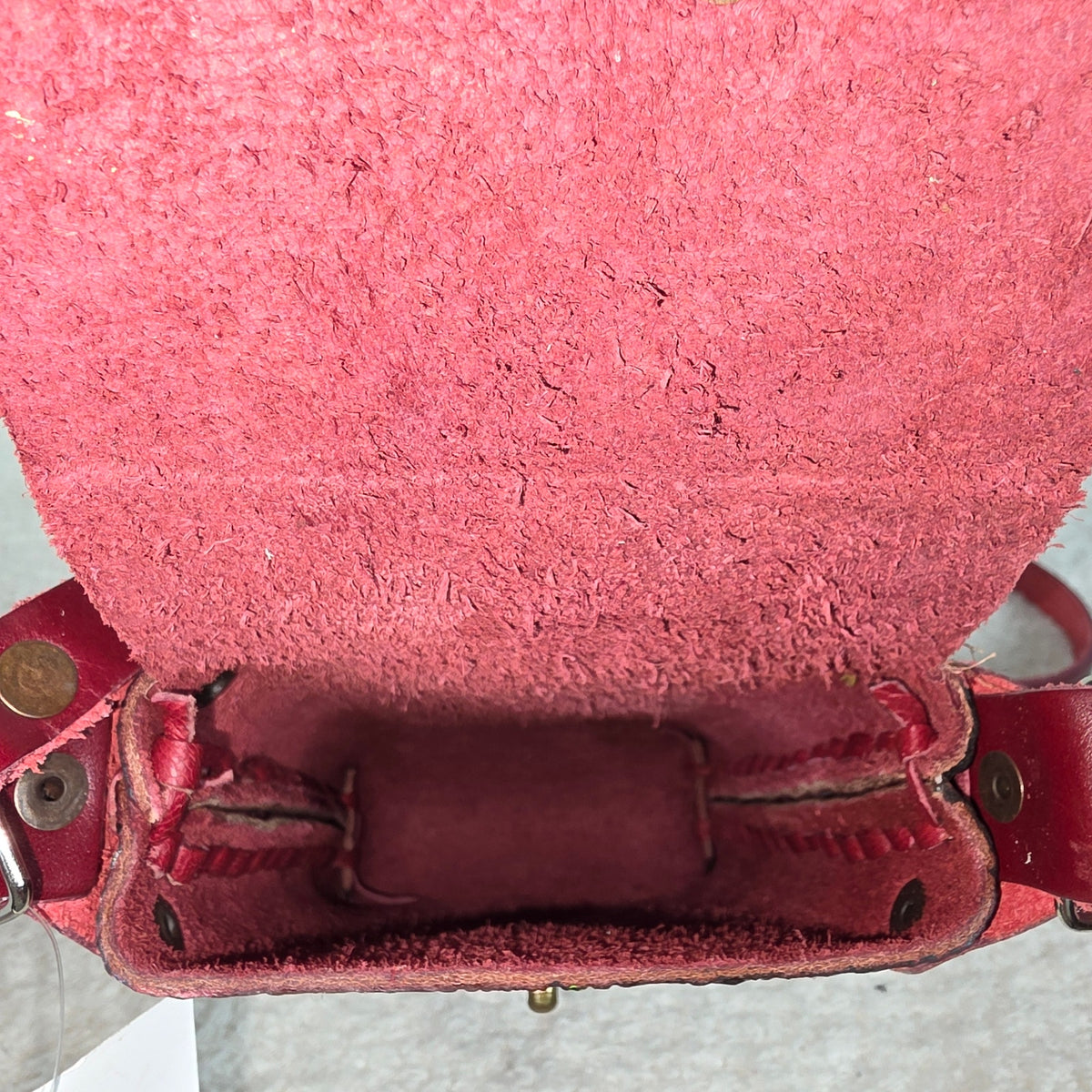 Red Hand Painted Roses Embossed Leather Cell Phone Bag - Handcrafted in Mexico