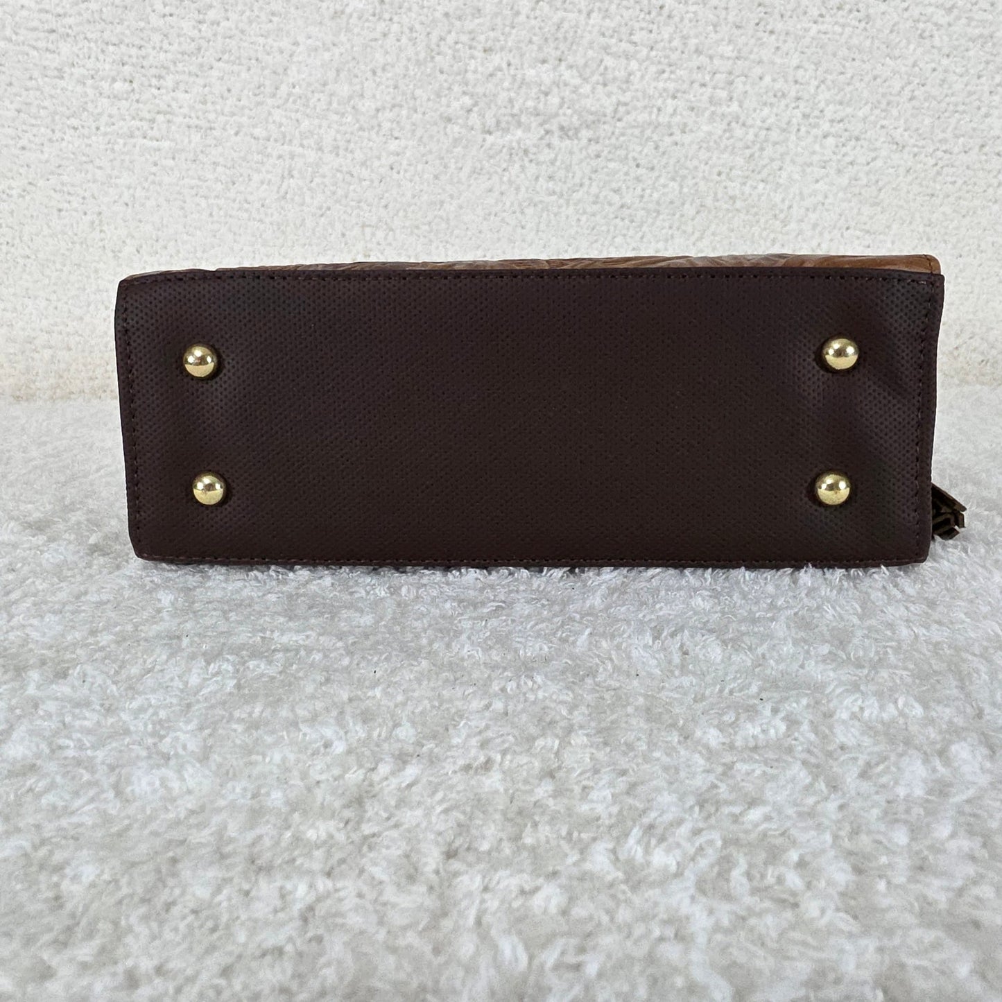 Honey Brown Floral Embossed Leather & Vegan Leather Crossbody Bag