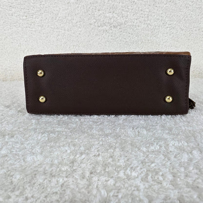 Honey Brown Floral Embossed Leather & Vegan Leather Crossbody Bag