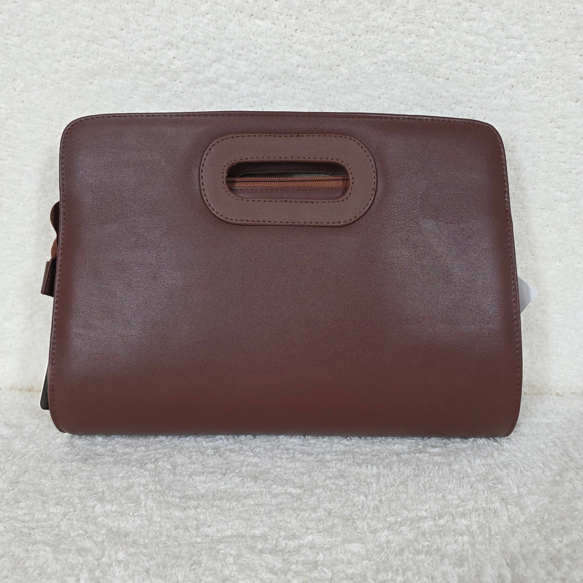 Brown Chiapas Loom Embroidered Vegan Leather Large Clutch Bag