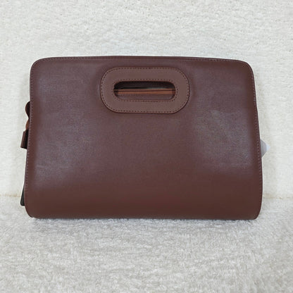 Brown Chiapas Loom Embroidered Vegan Leather Large Clutch Bag