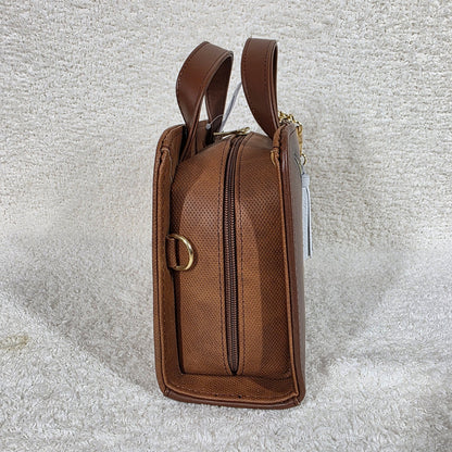 Honey Brown Colorful Colibrí Embossed & Hand Painted Mexican Vegan Leather Crossbody Bag