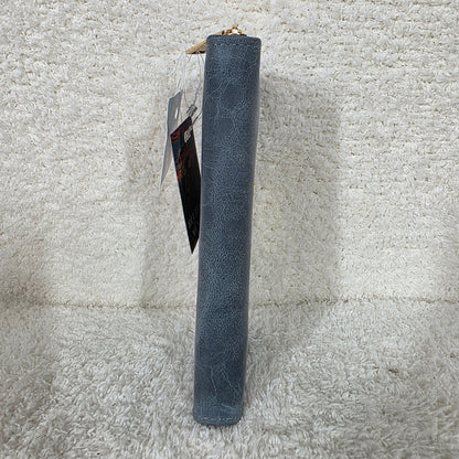Slate Blue Leather Bifold Zip-Around Wallet