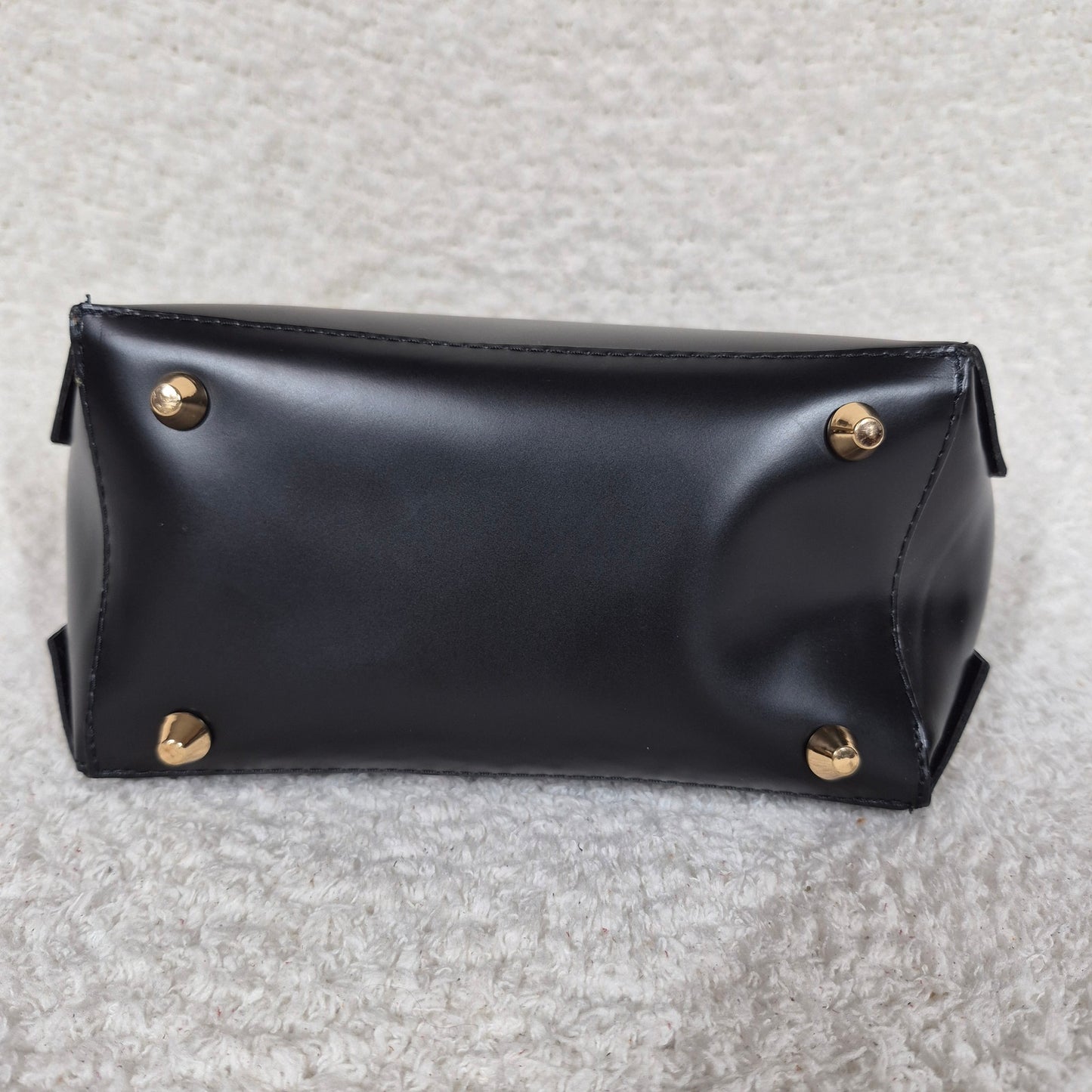 Handcrafted Mexican Black Leather Handbag with Cowhide Hair-On Flap & Gold-Tone Hardware