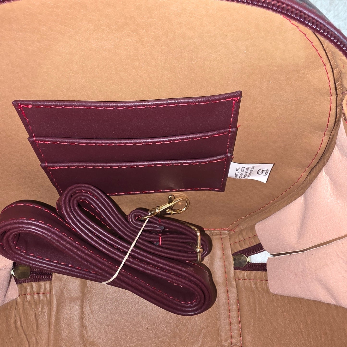 Chiapas Loom Embroidered Burgundy Round Vegan Leather Crossbody Handbag
