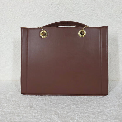 Hummingbird Embossed & Hand Painted Vegan Leather Satchel with Matching Cosmetics Bag