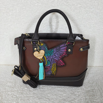 Handmade Mexican Vegan Leather Colibri Satchel Handbag