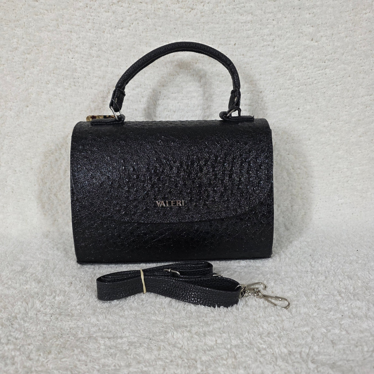 Handcrafted Mexican Black Ostrich Embossed Leather Top-Handle Satchel