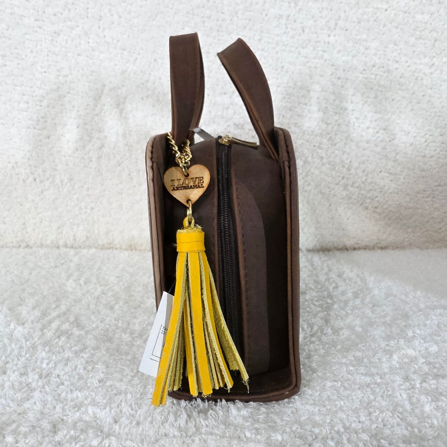 Light Brown Colorful Colibrí Embossed & Hand Painted Mexican Vegan Leather Crossbody Handbag