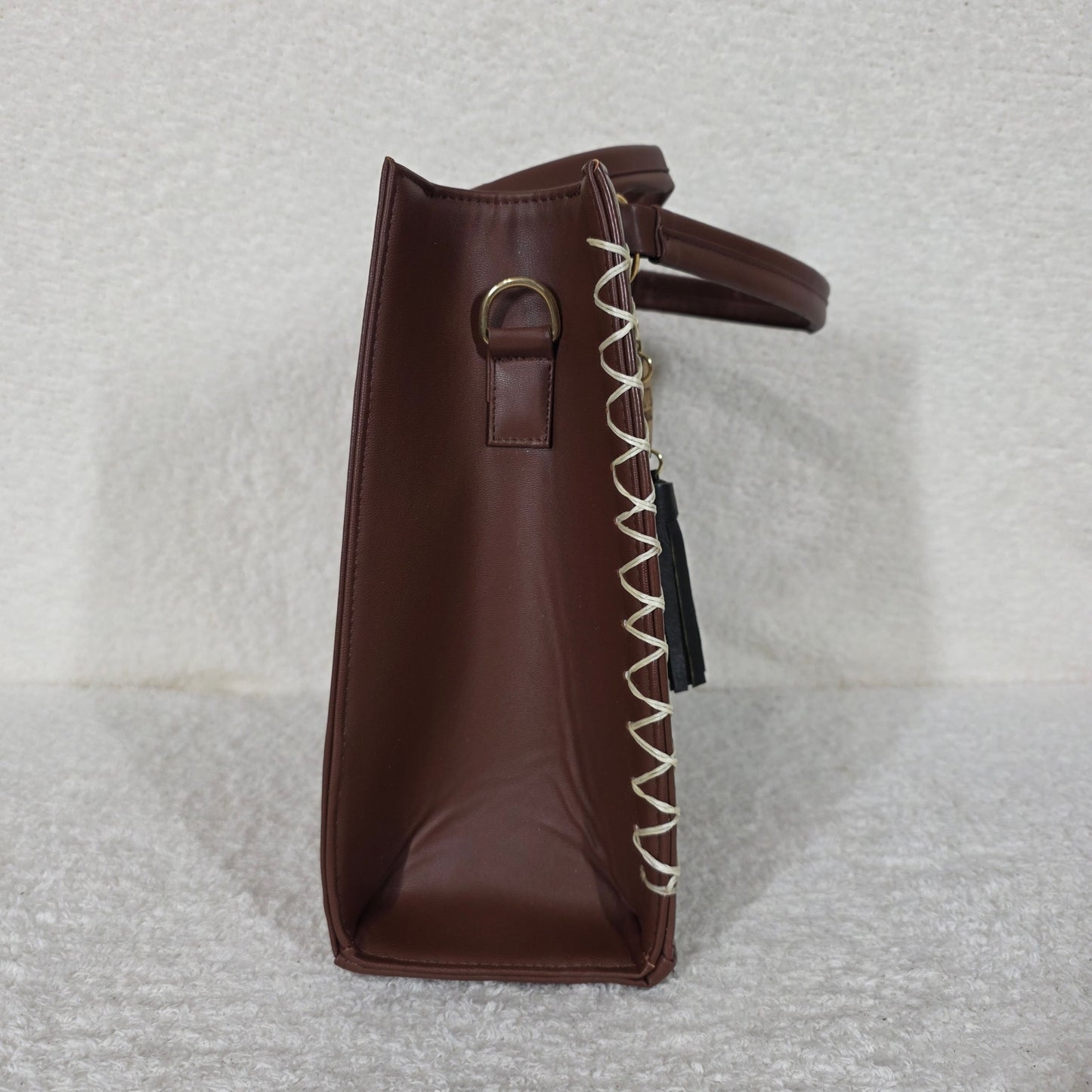 Hummingbird Embossed & Hand Painted Vegan Leather Satchel with Matching Cosmetics Bag